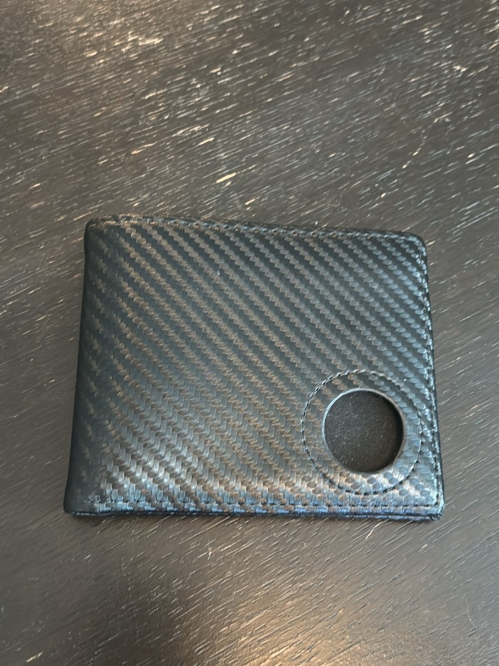 Black Carbon-Texture Bi-Fold Wallet